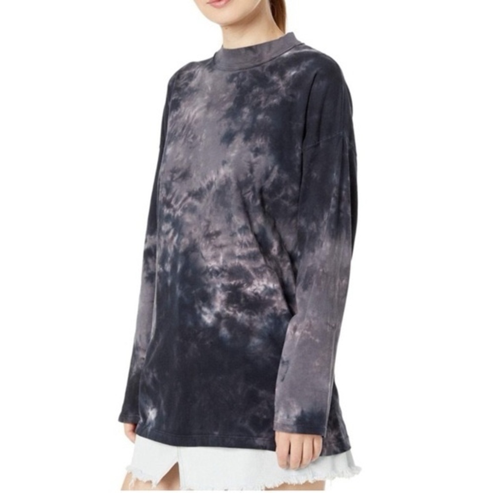 We The Free Women’s Black Grey Tie Dye Mock Neck Long Sleeve Top - Picture 6 of 13